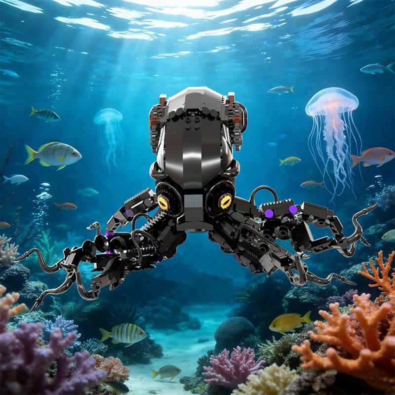 Obsidian Mecha Octopus Small Building Blocks - Treasure Hunt Action Toy