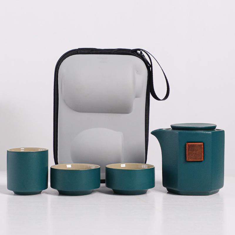 Tragbare leichte Luxus Express-Tasse ein Topf drei Tassen Keramik einfach kreativ Reise-Teeset Outdoor-Aufbewahrungstasche Brüh-Teekanne