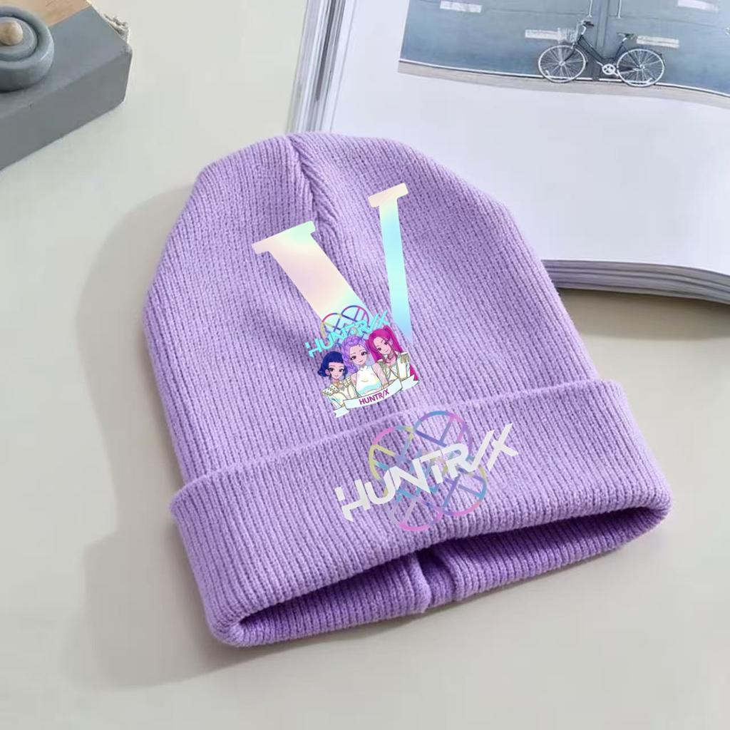Kpop Dämonenjäger Kinder Strickmütze - A-Z Buchstabe/Anime Cartoon Beanie, Winterwarme Skullies für Kleinkind/Mädchen Geburtstagsgeschenk