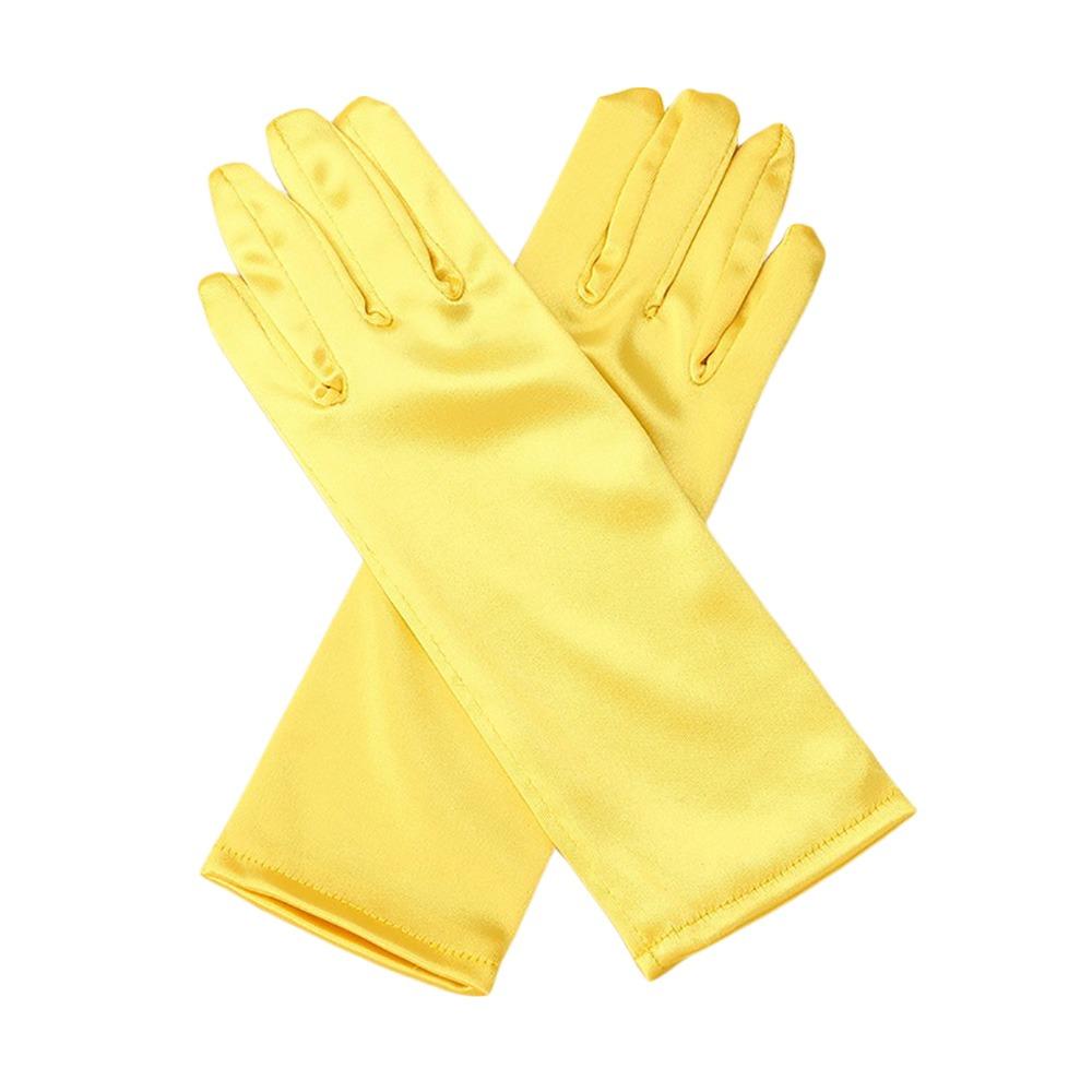 

Одноколірні дитячі рукавички, атласні сценічні сукні, зимові теплі танцювальні рукавиці для дівчат жовтий