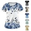 Women's Casual  Print Short Sleeve Sloping Collar Workwear Top With Double Pockets