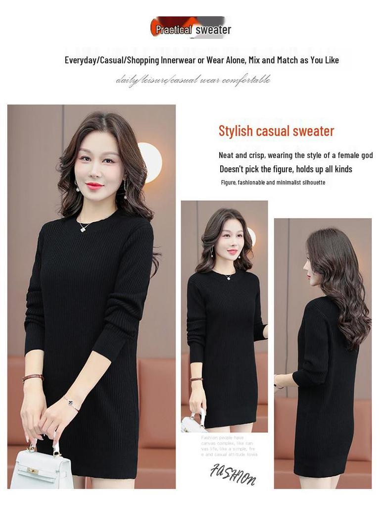 Women's Woodpecker Mid-Length Knitted Sweater Dress - Autumn/Winter 2025 Fashion.