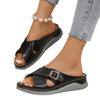 New Flat Casual Slippers with Cross Belt Buckle Solid Color Beach Shoes for Women, Flat Slippers for Women, Fashionable