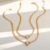 European/American Stainless Steel Diamond-encrusted Eye Necklace High-end Sense Niche Retro Collarbone Chain Titanium Steel Item Jewelry Women