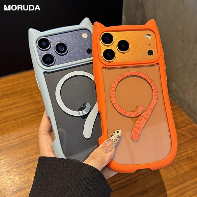 Cute Cat Ear for Clear Case for For Iphone 17 16 1 Pro Max 14 Plus Air 12 13 11 Magnetic Wireless Charging Cover