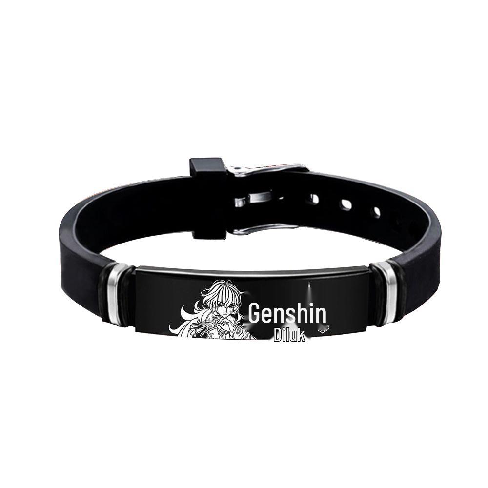 Genshin Impact Kamisato Ayaka Stainless Steel & Walnut Bracelet