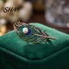 Retro Feather Jewelry Vintage Peacock Brooch, Faux Pearl Rhinstone Lapel Coats Decorative Pin Pin, Clothing Accessories for Wedding Party Prom