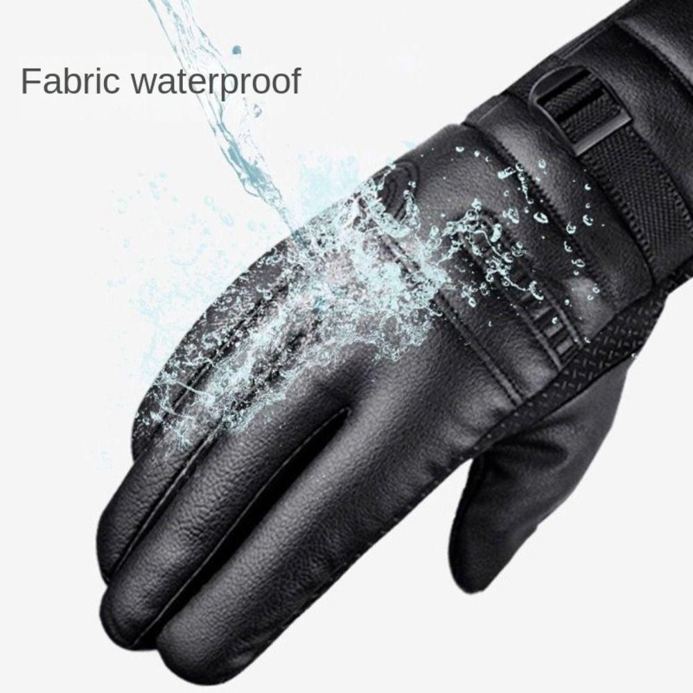 Touch Screen Leather Gloves PU Leather Touch Screen Gloves Autumn Winter Full Finger Mittens  Men