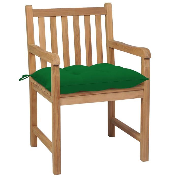 Maison Exclusive - Chaises de jardin lot de 4 et coussins vert Bois de teck solide