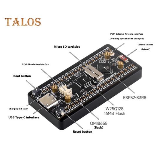 Płytka deweloperska z wyświetlaczem AMOLED 1,91 cala, Wi-Fi, kompatybilna z Bluetooth, 32-bitowy dwurdzeniowy procesor LX7