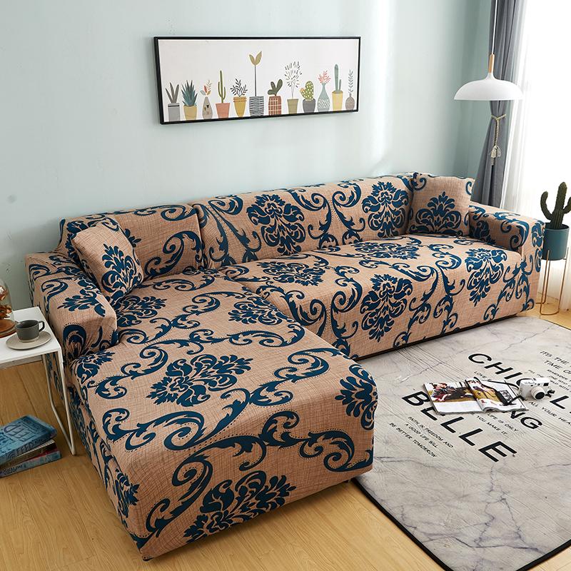 Leaves Elastic Corner Adjustable Sofa Cover 2 3 4 Seater Chaise Longue Sofa Decorative L Shape Protection Cover