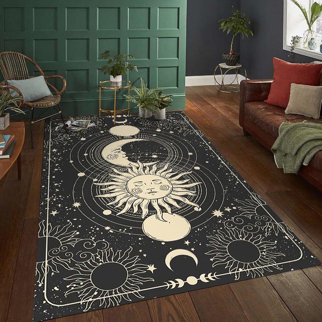 Gothisches Schlafzimmer Tarot Mond Sonne Teppich für Wohnzimmer Heimdekoration Schlafzimmer Bettseite Fußmatte Hexe Gothischer Teppich Heimteppich