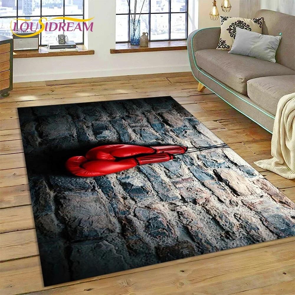 Boxerské rukavice Boxer Fight Kreslený koberec Koberec do obývacího pokoje Ložnice Domácí dekorace, Podložka na podlahu Protiskluzová Dekorace na pohovku Rohožka