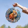 2D Orange Cat Kinetic Wind Spinner - Metal Hanging Sculpture Art Decor for Garden, Patio, and Balcony, No Electricity or Battery Needed