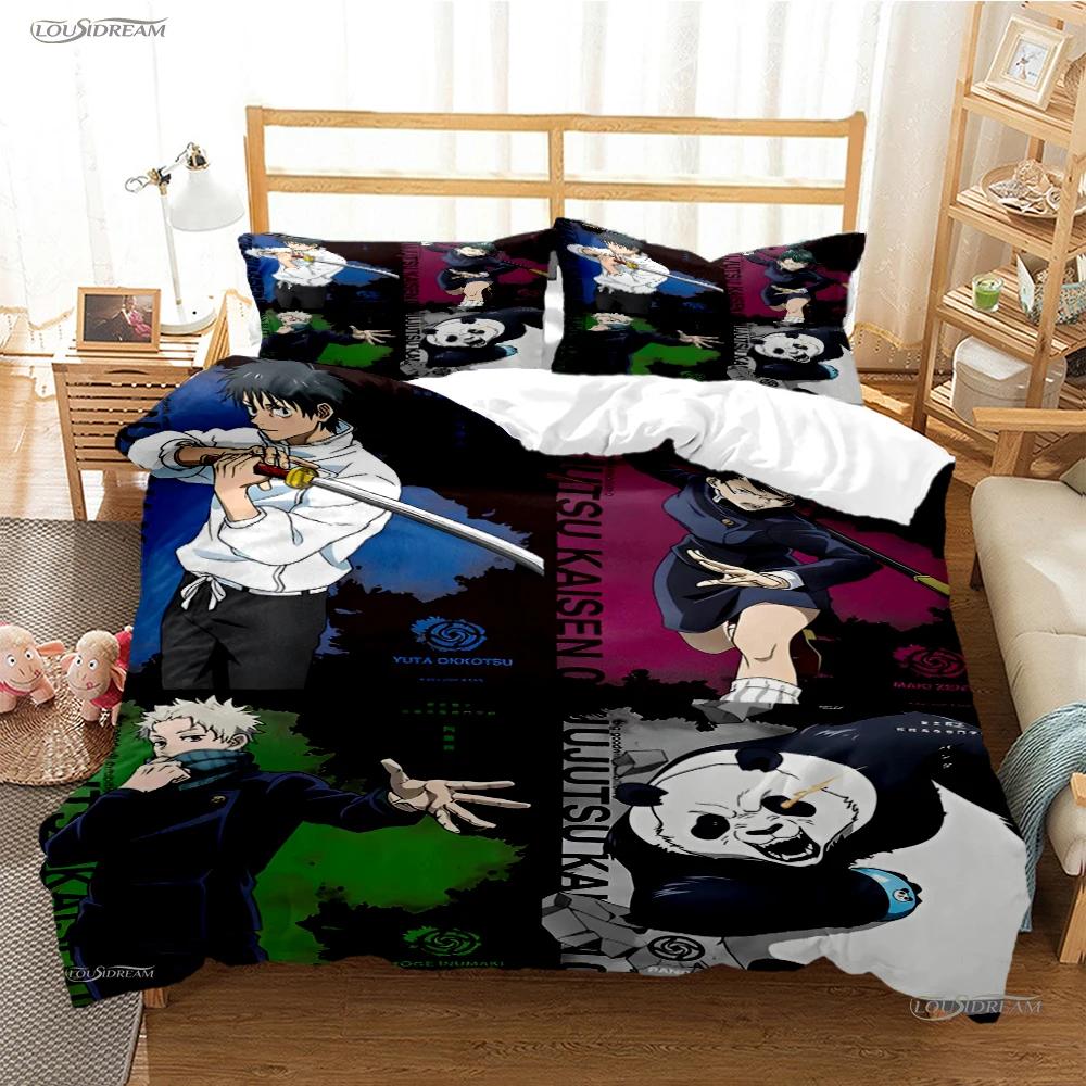 Cartoon Anime Jujutsu Kaisen Duvet Cover Comforter Bedding set Soft Quilt Cover and Pillowcas for Teens Single/Double/Queen/King