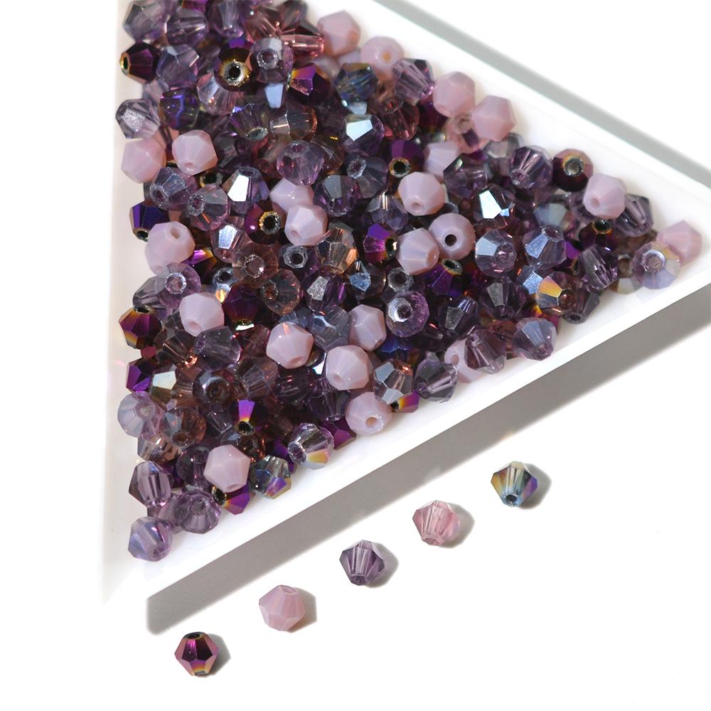 

4мм Кришталеві Скляні Намистини для Виготовлення Ювелірних Виробів Мікс Кольорів Ручна Робота Фурнітура Біконічна Форма Намистини-Роздільники DIY 100pcs/bag
