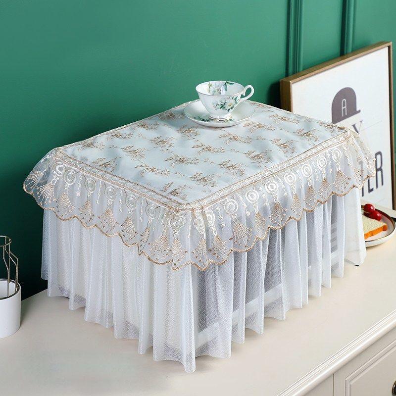 Lace Microwave Oven Cover Universal Breathable Full Covered Washable Double-layer Cloth Oil Proof Dust-proof Oven Cover ZC822