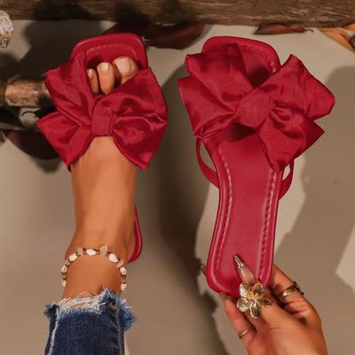 Women Beach Slippers Summer Flat Shoes Woman Slip On Slides Silk Style Female Slip On Sandals Girls Indoor Outdoor Slippers
