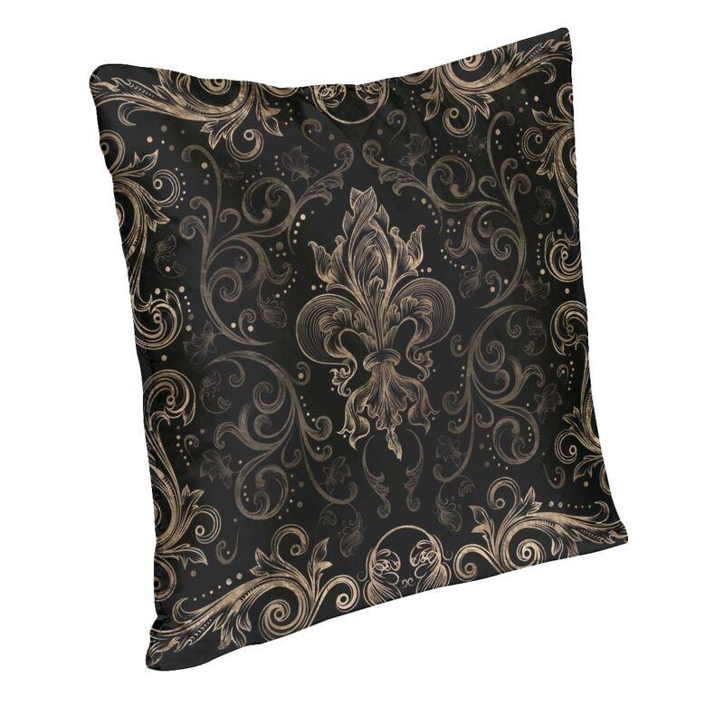 Goldene Filigran-Lilienblüte Luxus-Kissenbezug Heimdekoration Fleur De Lys Lilienblüte Symbol Kissen für Sofa
