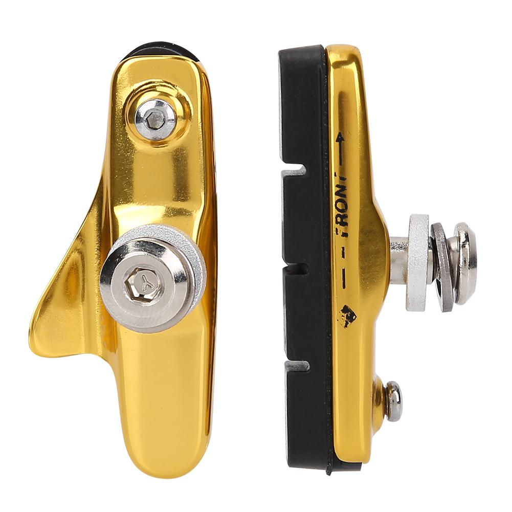 1Pair Light Weight Road Bike Folding Bicycle Parts Brake Shoes Pads Accessory Parts (Gold)