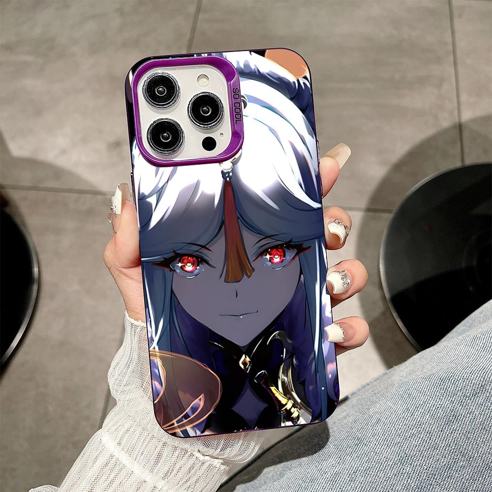 

Game GI Ningguang Purple Translucent Mobile Phone Case for iPhone 17 16 15 14 13 12 11 X XR XS 8 7 Air Pro Max Plus Cover iPhone 15