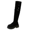 Two wear folded knee boots women's 2025 new autumn and winter thick-soled thin small long boots tall knight boots