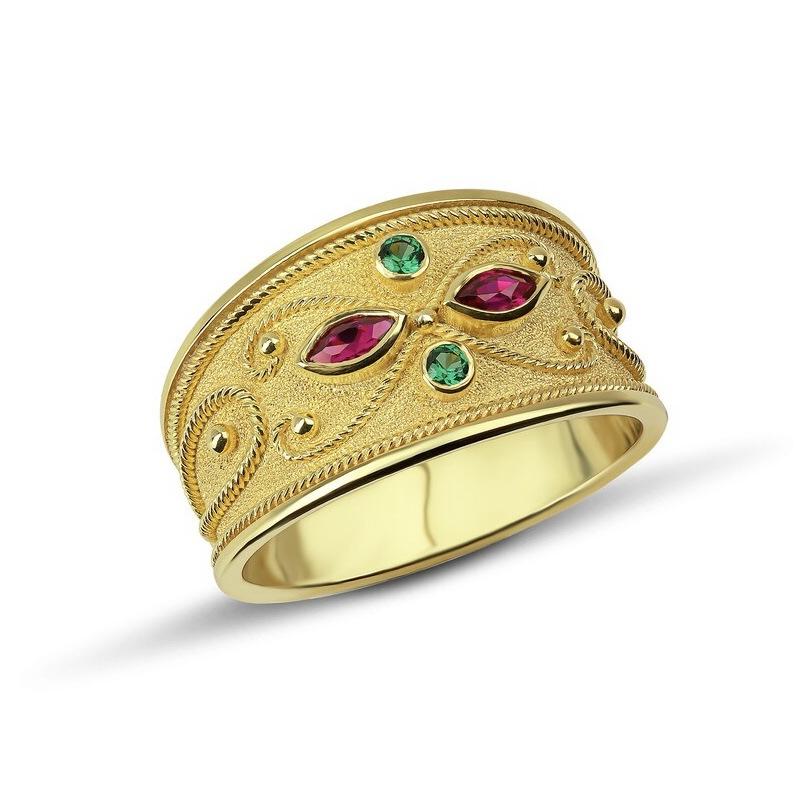 

Exquisite Gold Color Men Rings for Women Oval Round Green Red Stone Rings Party Gift 13