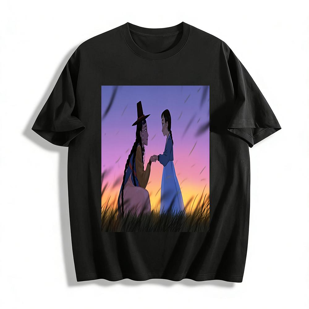 Warm Mother-Daughter Prairie Style Printed Casual Top Chinese Ethnic Art Tee Pure cotton T-shirt XXS