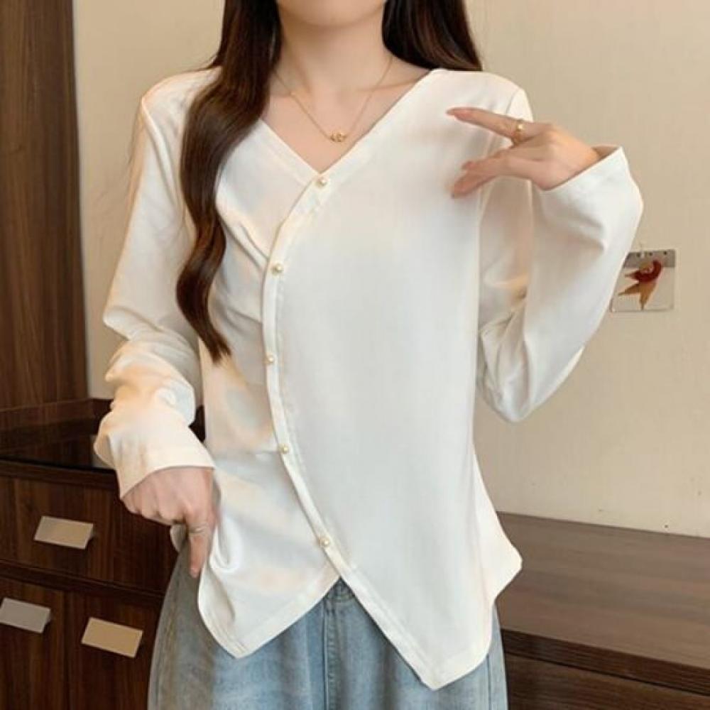 Navava Modern Classic Pearl Long Sleeve Blouse Nb2501