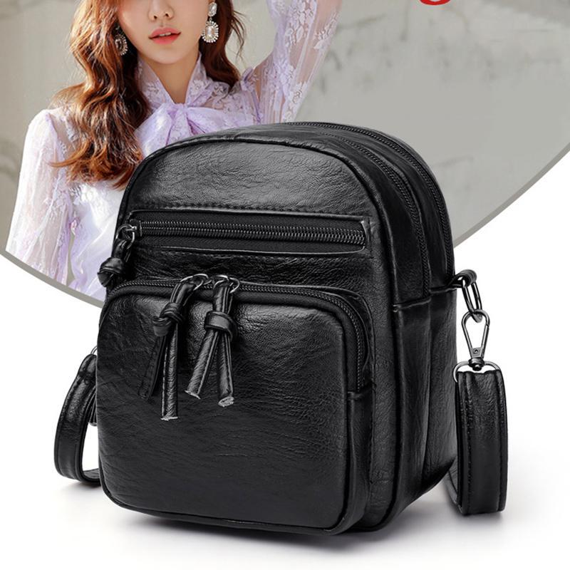 Große Kapazität 3 Schicht Frauen Umhängetasche Mode Kleine Schulter Tasche Damen Kleine Vintage Tasche Weiche Leder Weibliche Mini Bolsa