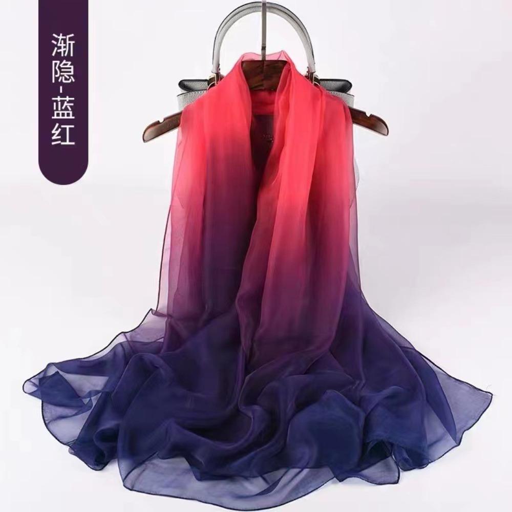 Spring and Autumn Shawl Women's Sunscreen Scarf White with Long Soft Gauze Summer Seaside Large Beach Scarf Travel Silk Scarf