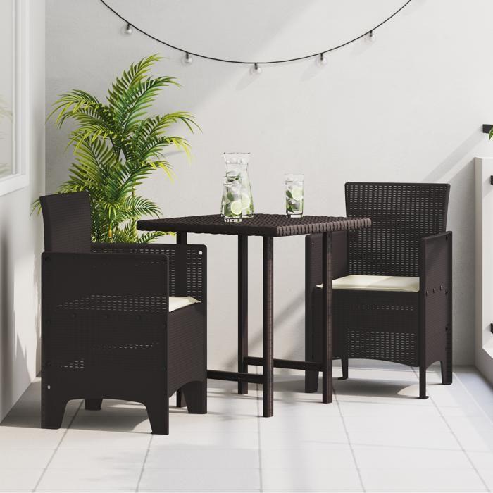 VidaXL Garden Chairs with Cushions 2 Pcs Brown Poly Rattan 847457