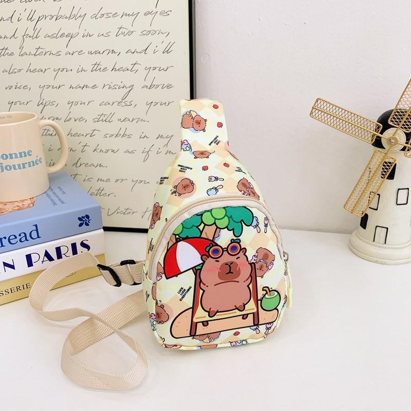 Cartoon Cute Capybara Printed Children Shoulder Bag Chest Pack For Use Outdoor