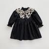 French Retro Girls' Princess Dress - 2026 Spring, Stand Collar, Long Sleeve, Stylish Court Style