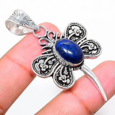 Lapis Lazuli Gemstone 925 Sterling Silver Jewelry Pendant 2.25" L9p31
