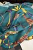 Women' Scarf 90X90 "Emerald Glow" - Green Scarf with Harness Motif Made of Imitation Silk