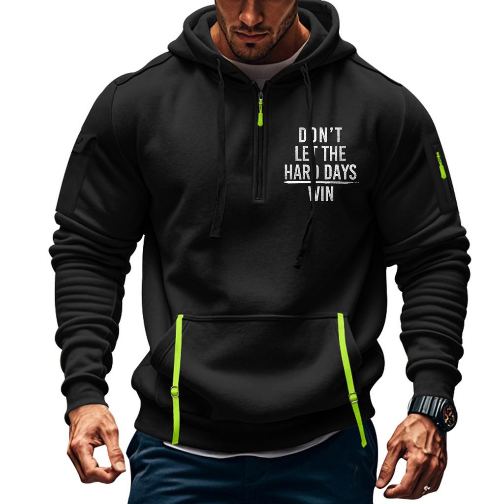 Men's Printed Sweatshirt Hoodie Zipper Arm Pocket Cardigan Men's Sports Large Size Casual Hoodie