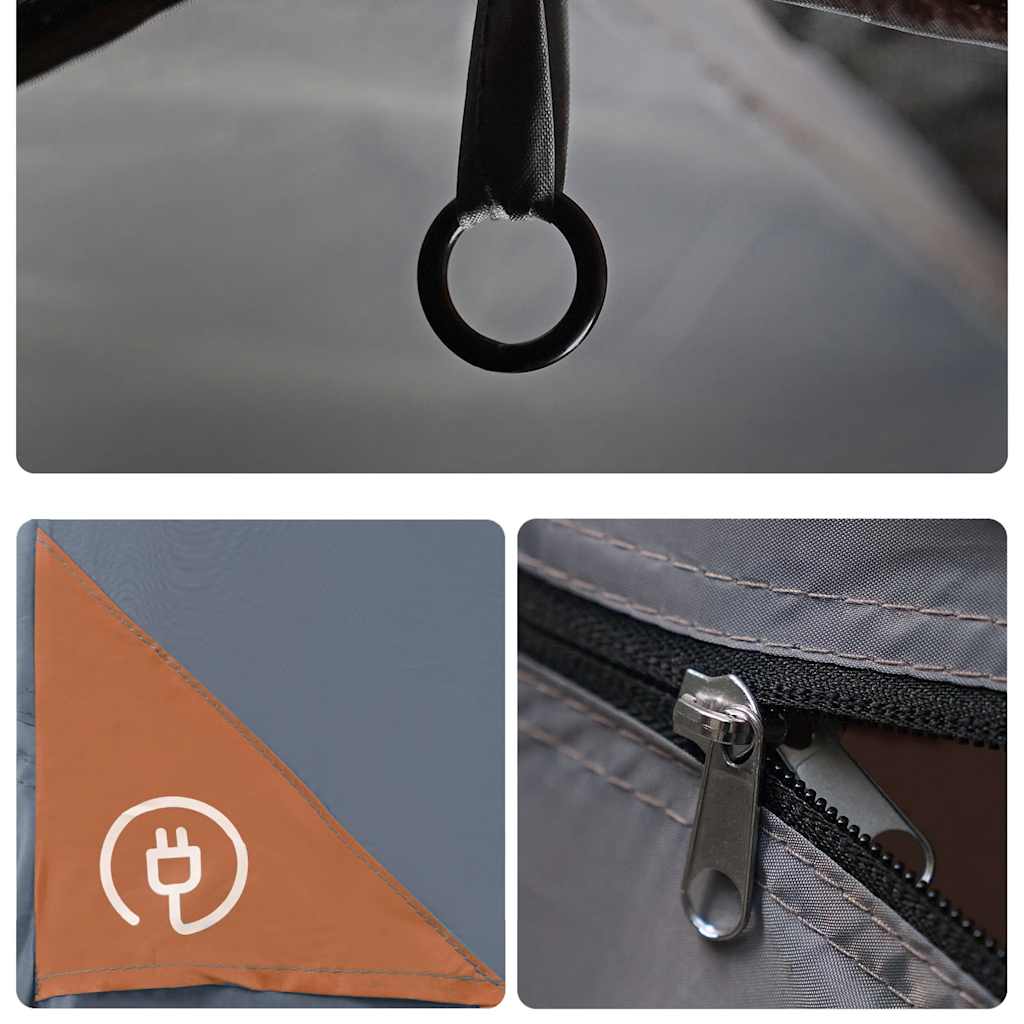 3 Person Camping Tent Grey and Orange Waterproof