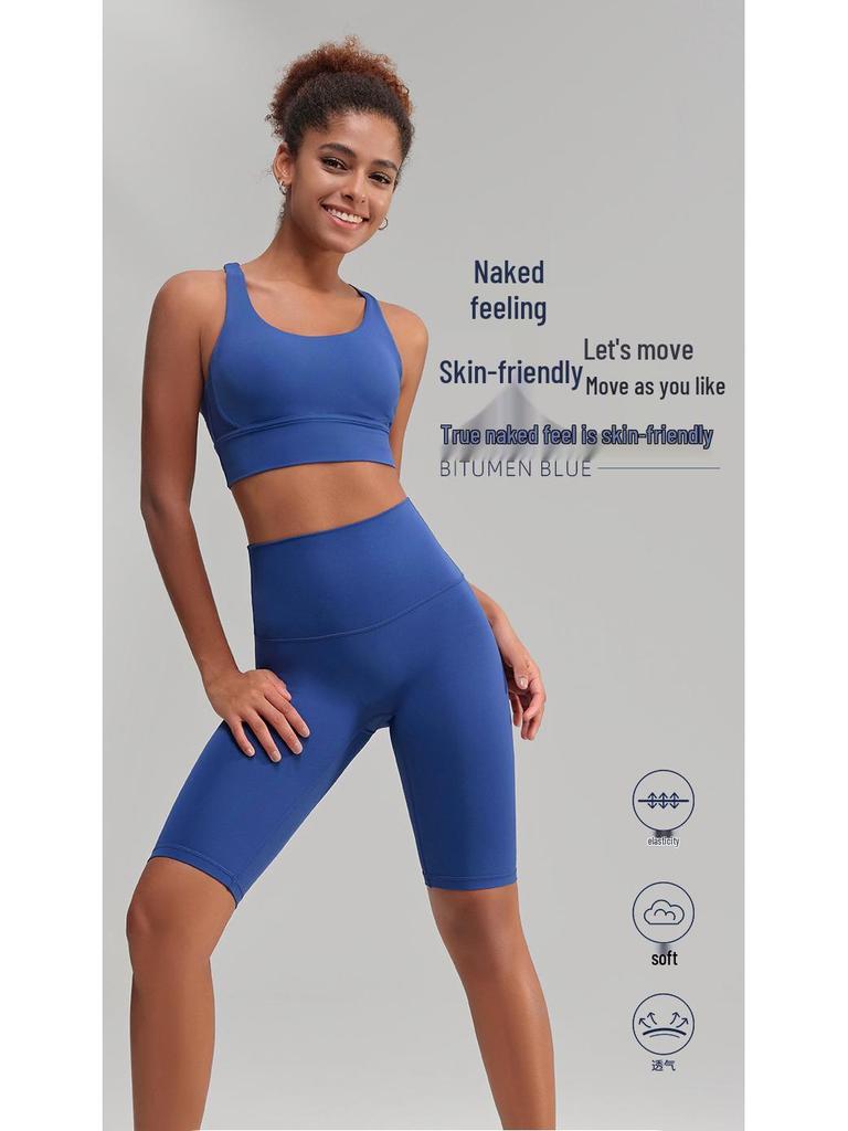 Damen Sommer Schnelltrocknende High-Waist Yoga Radshorts