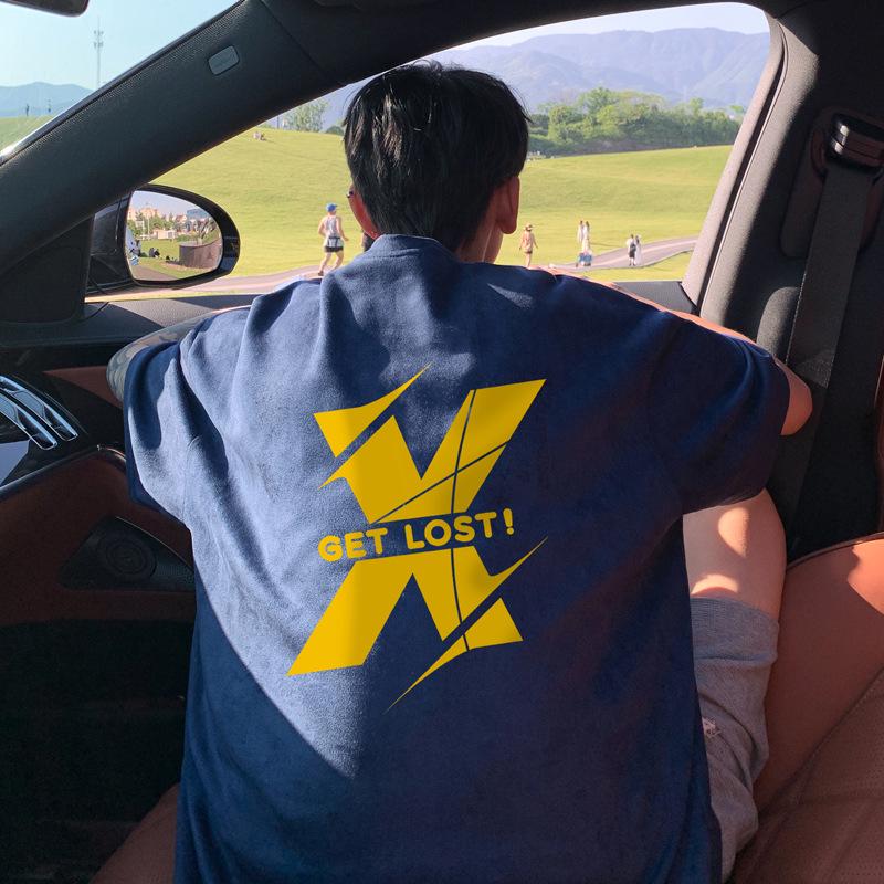 Men's Plus Size Heavyweight Suede Short Sleeve Retro T-Shirt - Summer 2024 Collection