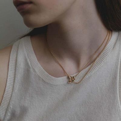 MIDNIGHT MOMENT Ribbon Line Necklace - Gold