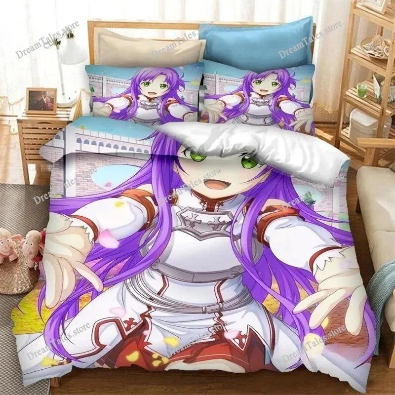 New SAO Yuuki Asuna Bedding Set Single Twin Full Queen King Size Bed Set Adult Kid Bedroom Duvet Cover Sets 3D Print Game Anime
