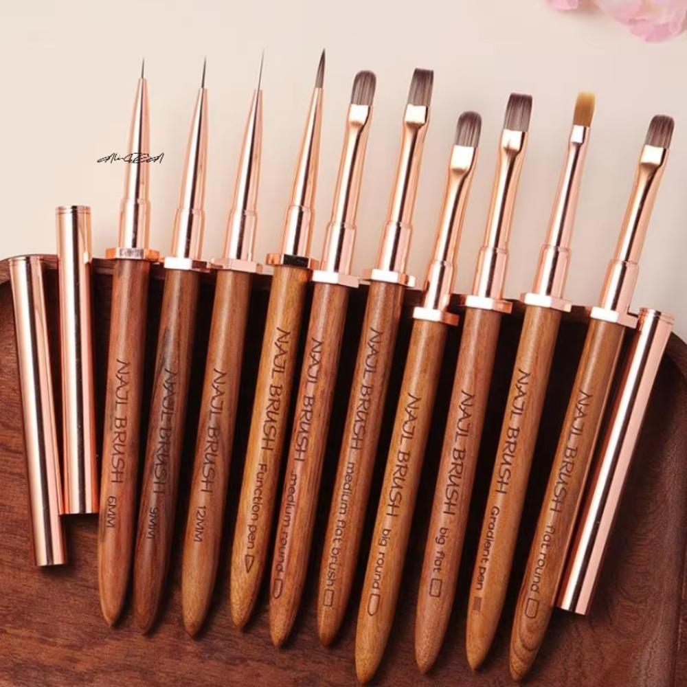 Sandalwood Handle Nail Design Pen Portable Pen Detail Brush New Manicure Pen Nail Salon