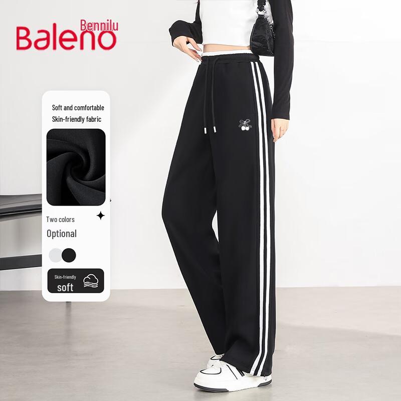 

Baleno Women s Striped Wide-Leg Drawstring Pants M