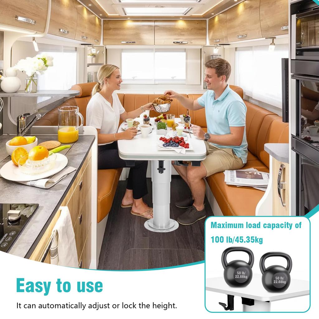 Adjustable RV Table Pedestal Stand Leg with Gas Lift Pneumatic Table Leg Base Mount for RV Marine Boat Yacht up to 100 Lbs