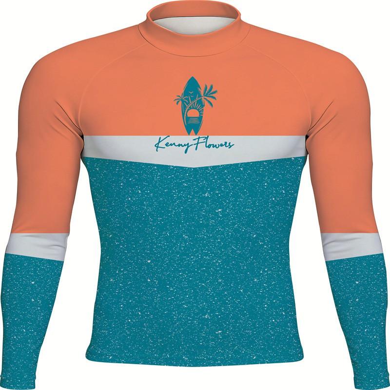 Mens Long Sleeve Rash Guard Quick Dry Surfing Wetsuit UPF 50 Sun Protection Swimming Diving Water Sports