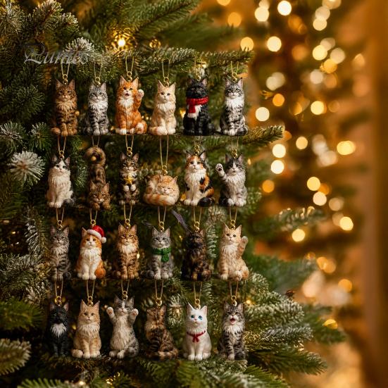 Regalo di Natale per Proprietari di Animali Domestici Calendario dell'Avvento a Tema 2026, Conto alla Rovescia di 24 Giorni con Set Unico Pz Mini Ornamenti 3D Gatto Cane, Regali per le Feste Casa