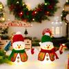 Christmas Plush Snowman Doll Tabletop Decoration Lighted Small Snowman Ornament for Winter Home Kitchen Mantel