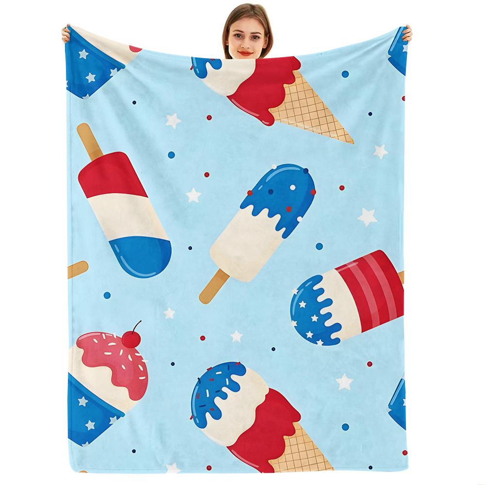 Patchwork Curved Shape Cartoon Anime Print Flannel Blanket Soft Warm Throw for Kids Bedroom Sofa Christmas Office Car