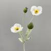 Flocked Poppy Silk Flower - 4-Head Single Stem for Wedding & Home Décor Vase